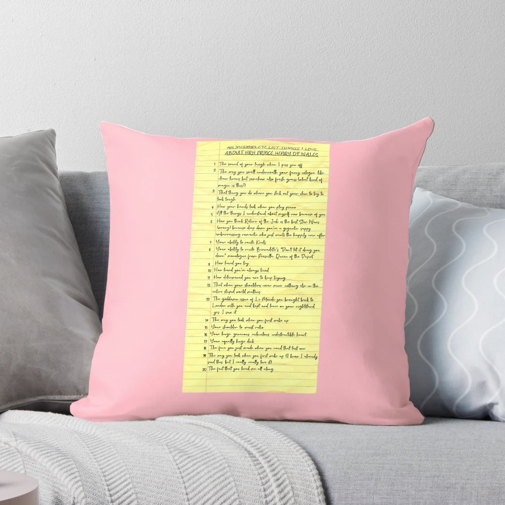 Plush red, white, and blue RWRB pillow with text from the popular LGBTQ romance novel "Red, White & Royal Blue