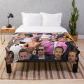 Ryan Gosling photo collage printed on a soft and cozy plush blanket