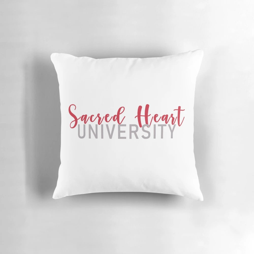 Soft, high-quality pillow featuring the Sacred Heart University Pioneers logo and mascot