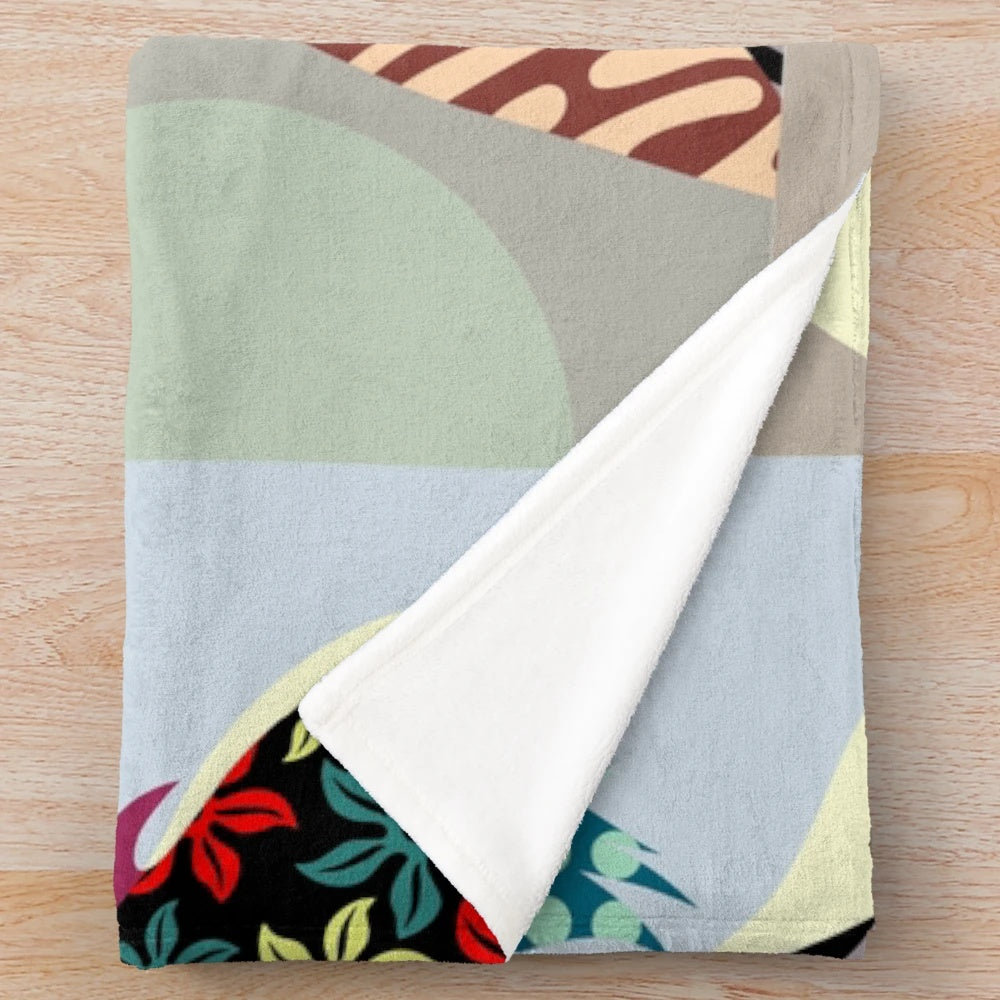 Saluki dog breed themed plush blanket with abstract geometric design