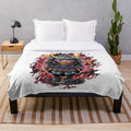 Samurai warrior plush blanket with digital artwork design