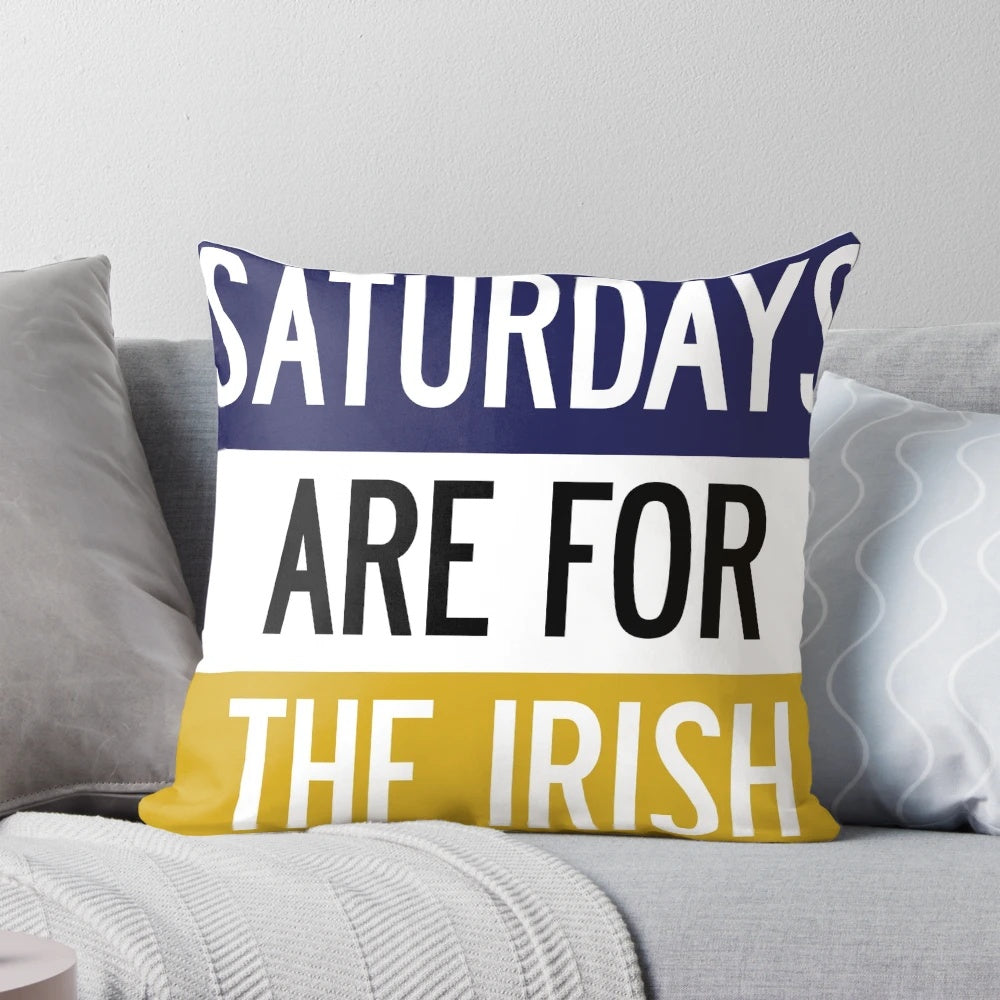 Saturdays Irish-Inspired Pillow with Blue and Gold Colors