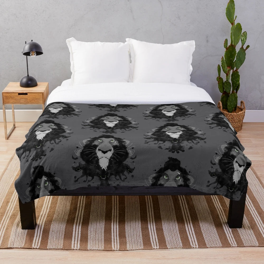 Scar Ink Plush Blanket featuring abstract art inspired by The Lion King and Rorschach Test