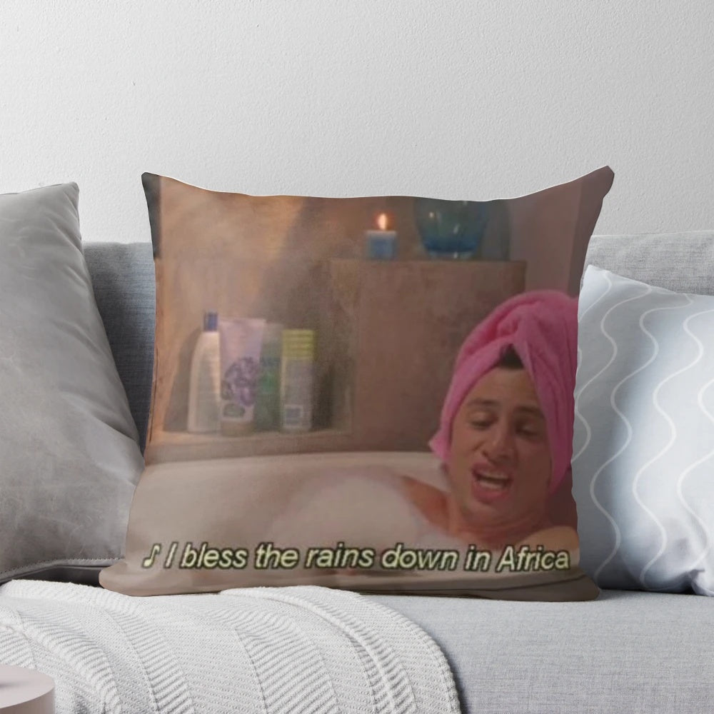 Scrubs-themed throw pillow with pop art text design
