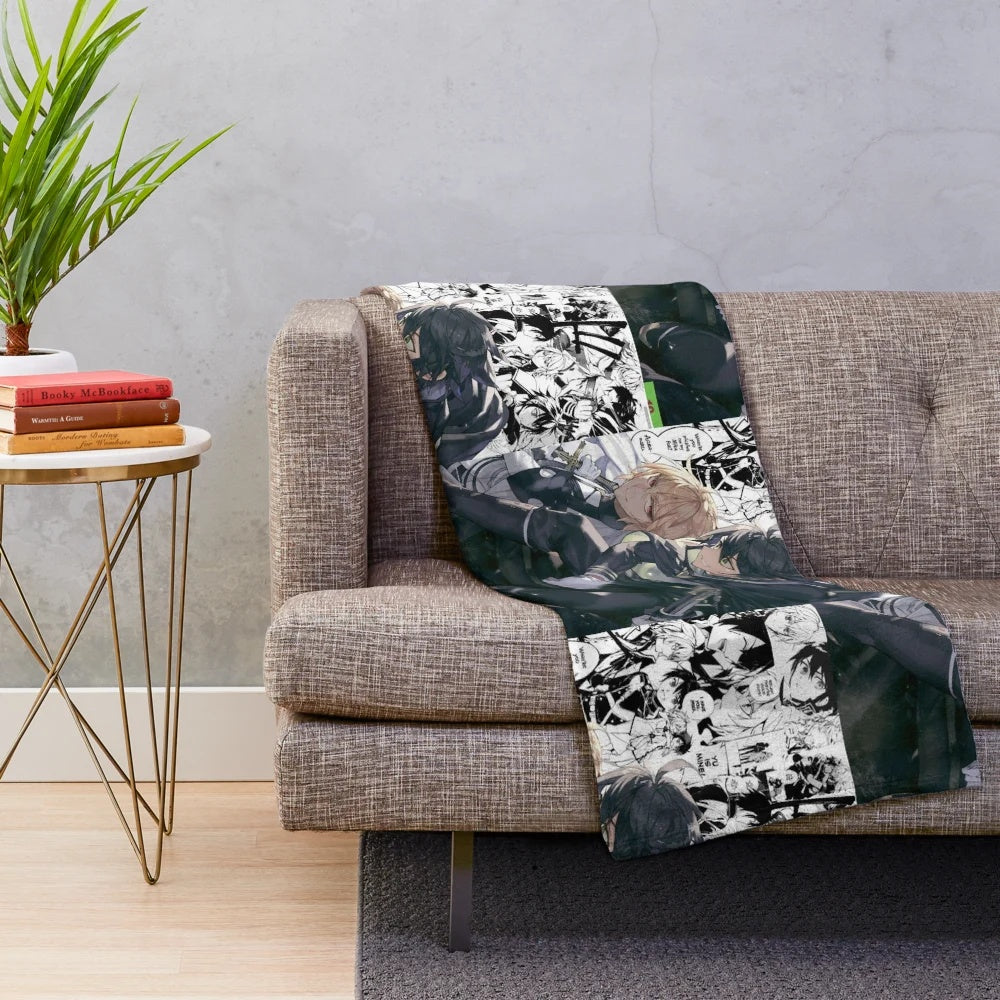 Seraph of the End inspired plush blanket with anime character designs