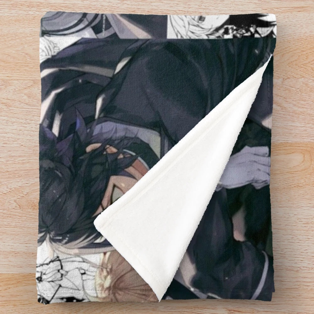 Seraph of the End inspired plush blanket with anime character designs