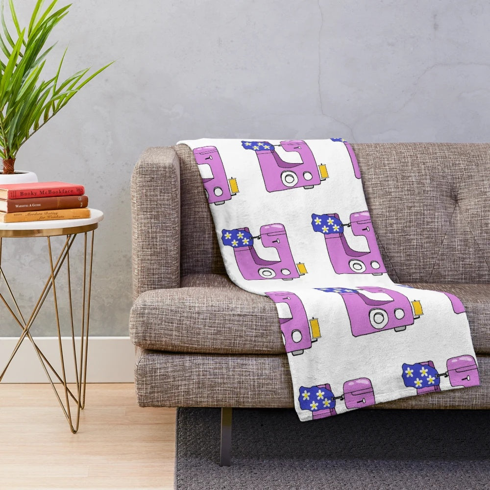 Sewing machine plush blanket for crafty hobbies and fashion