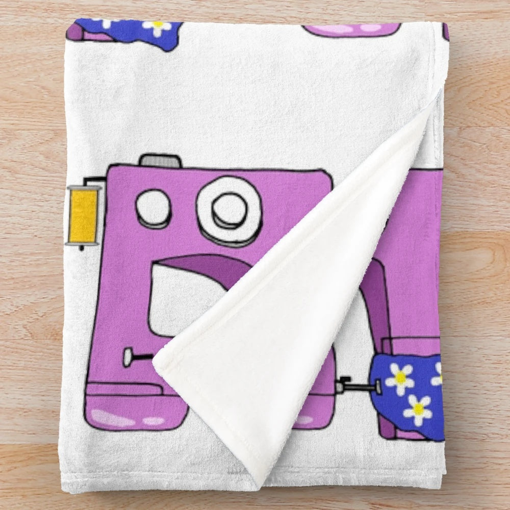 Sewing machine plush blanket for crafty hobbies and fashion
