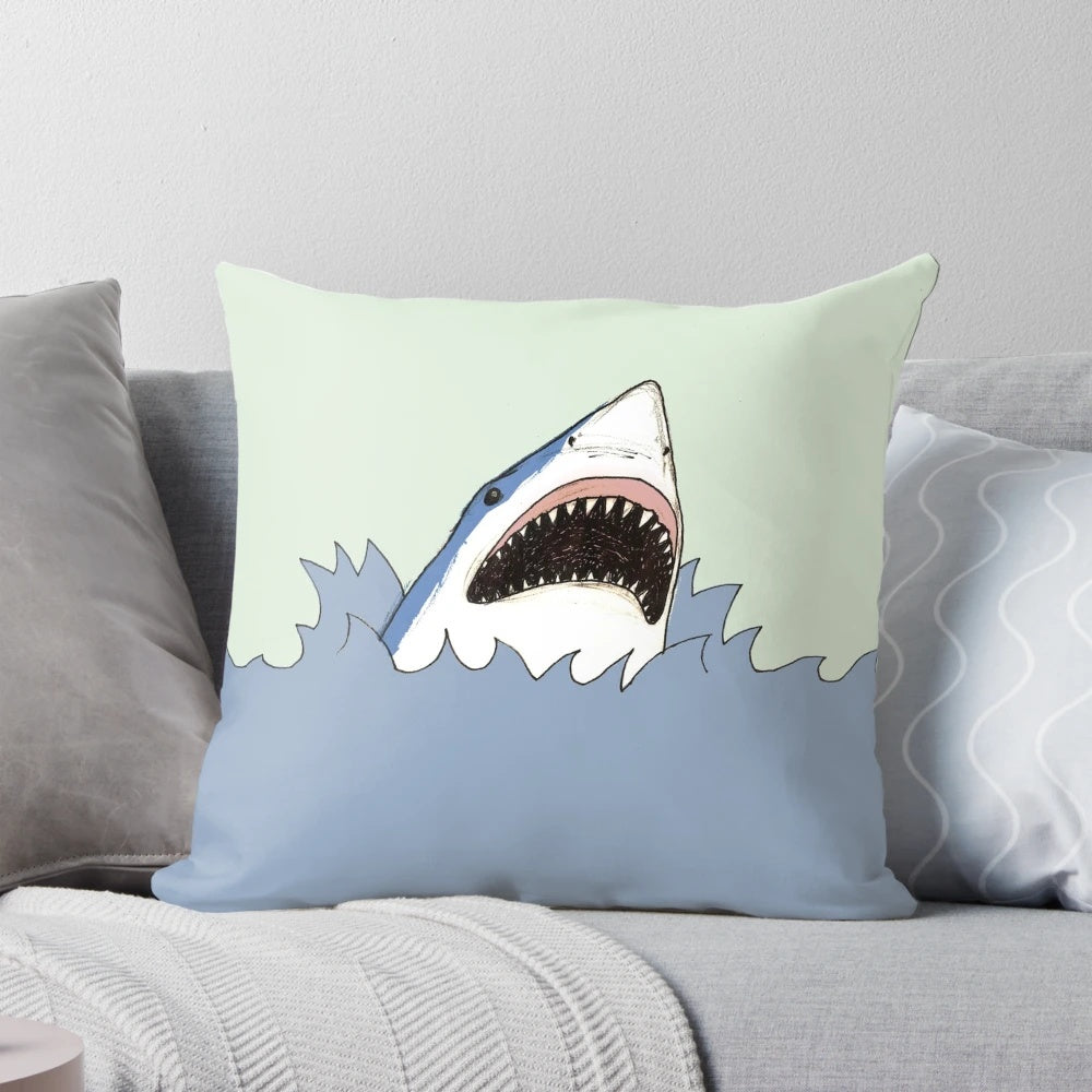 Plush shark-shaped pillow with realistic design for ocean-inspired home decor