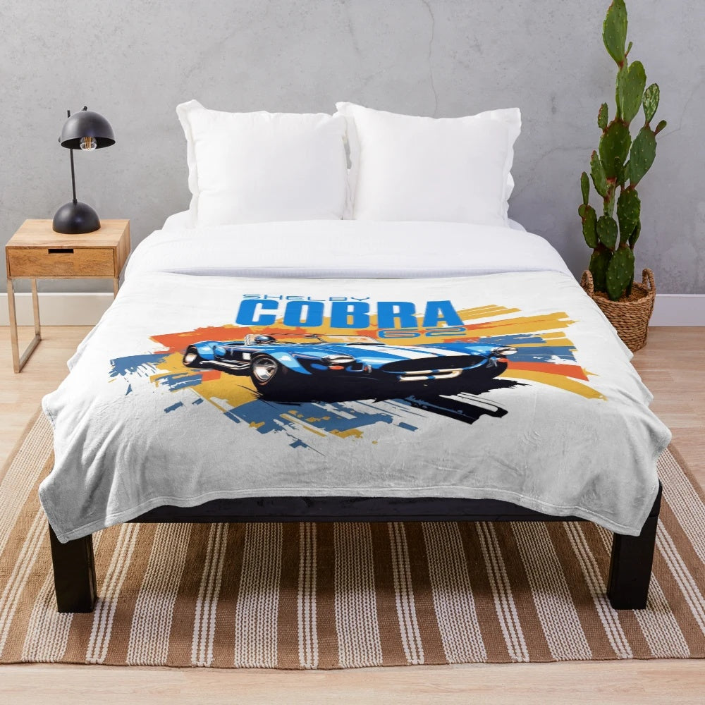 Shelby Cobra 1962 sports car inspired plush blanket