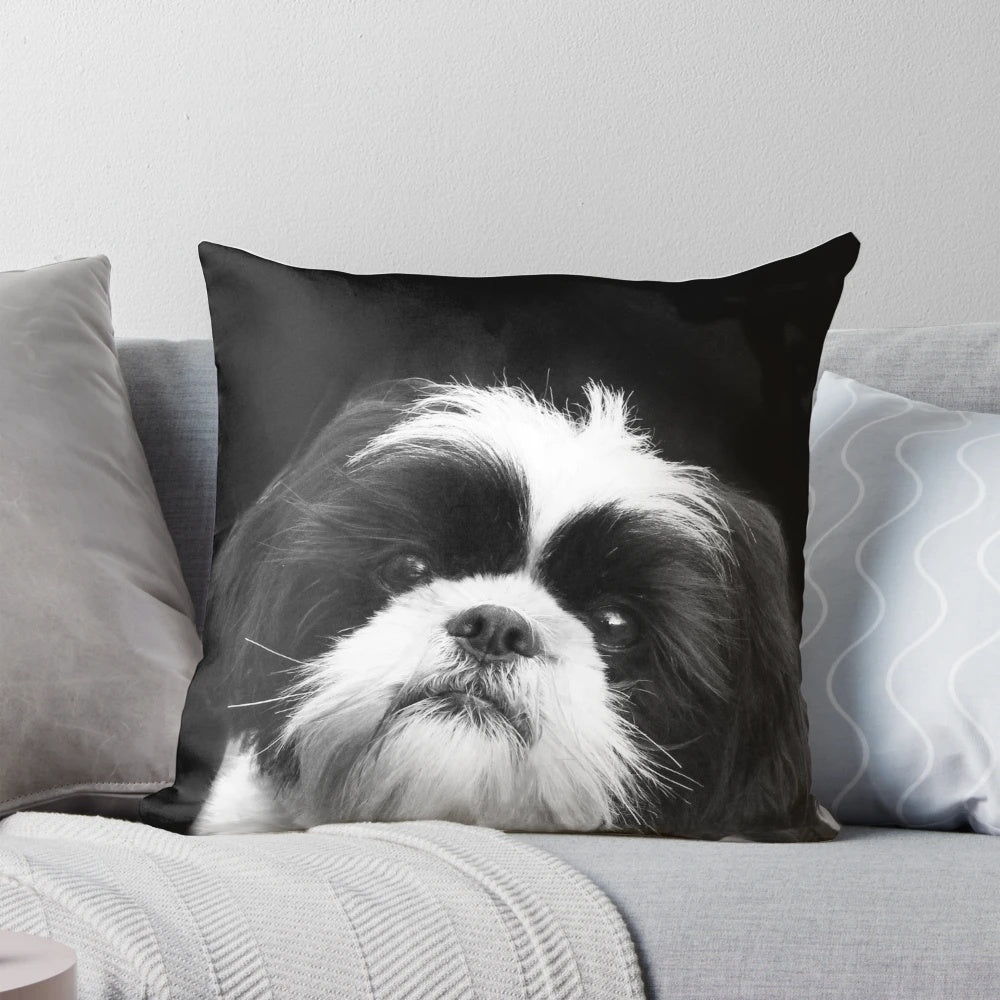 Soft, plush Shih Tzu dog-shaped pillow for phone or home decor