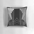 Silver art deco design pillow with geometric and chevron patterns