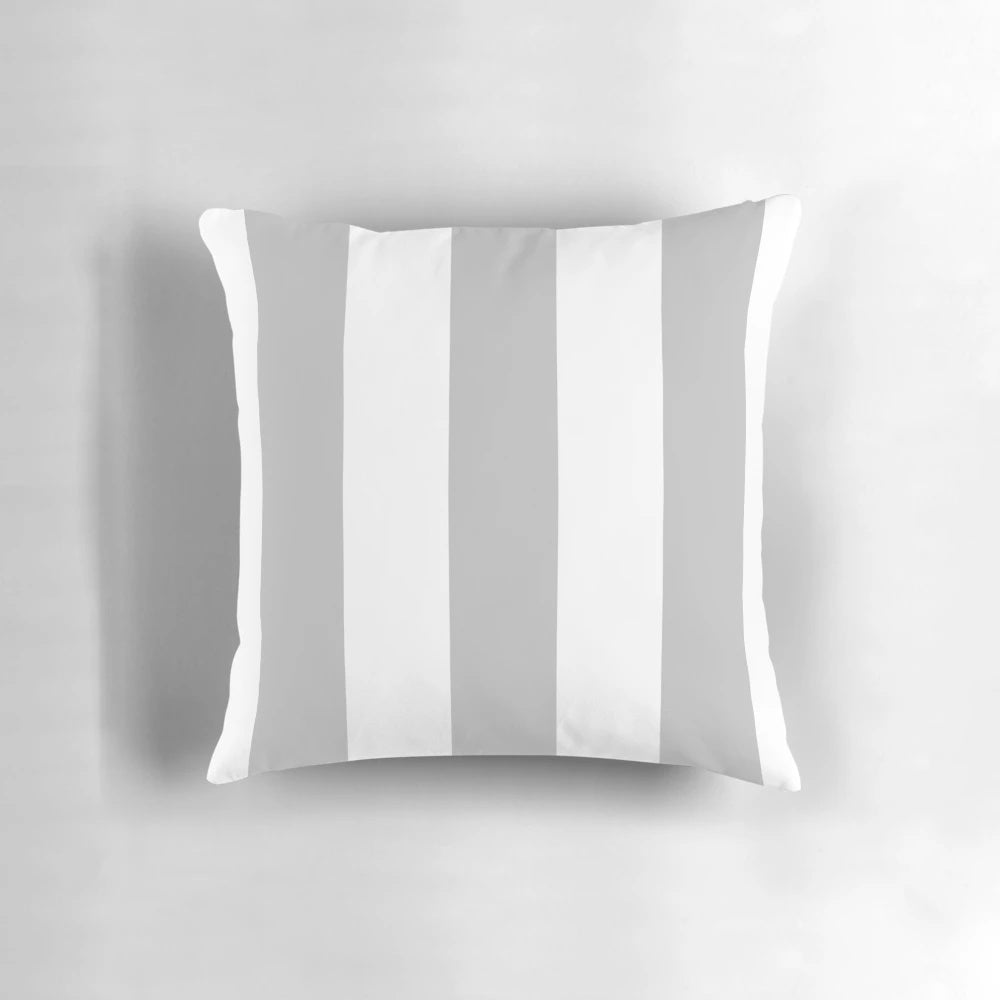 Silver gray and white striped decorative pillow for modern home decor