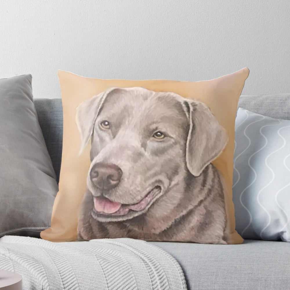 Silver Labrador Retriever Throw Pillow for Home Decor