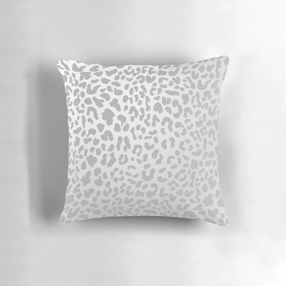Silver Leopard Print Decorative Throw Pillow for Modern Home Decor