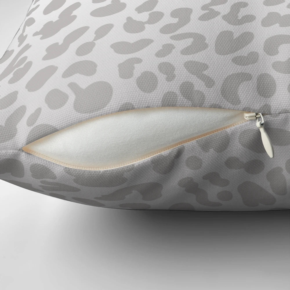 Silver Leopard Print Decorative Throw Pillow for Modern Home Decor