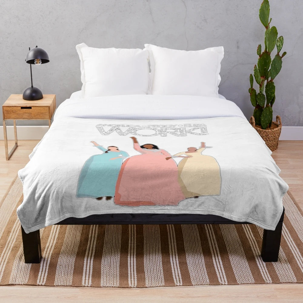 Cozy plush blanket featuring the Schuyler sisters from Hamilton the Musical