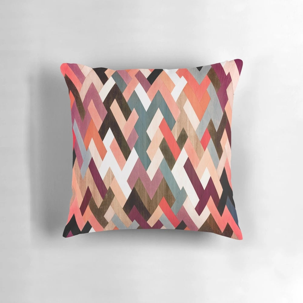 Multicolor abstract geometric chevron pattern decorative throw pillow