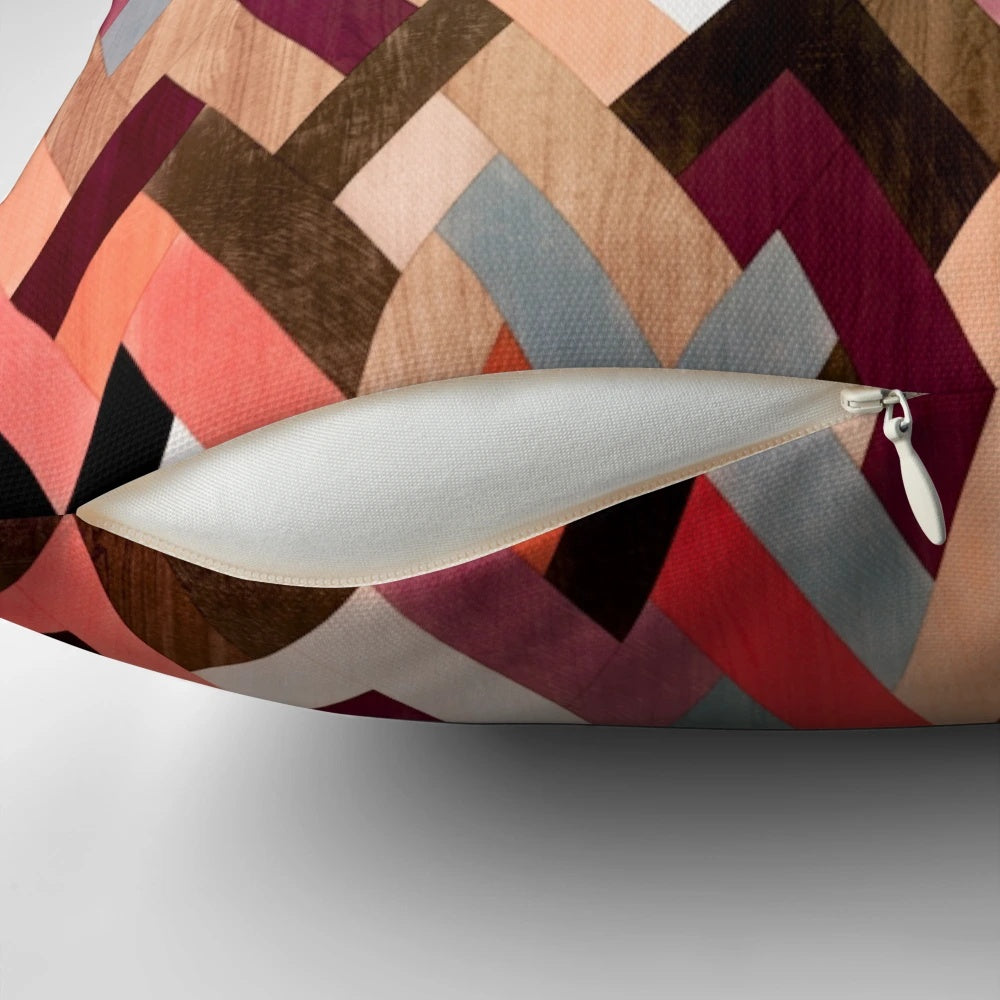 Multicolor abstract geometric chevron pattern decorative throw pillow