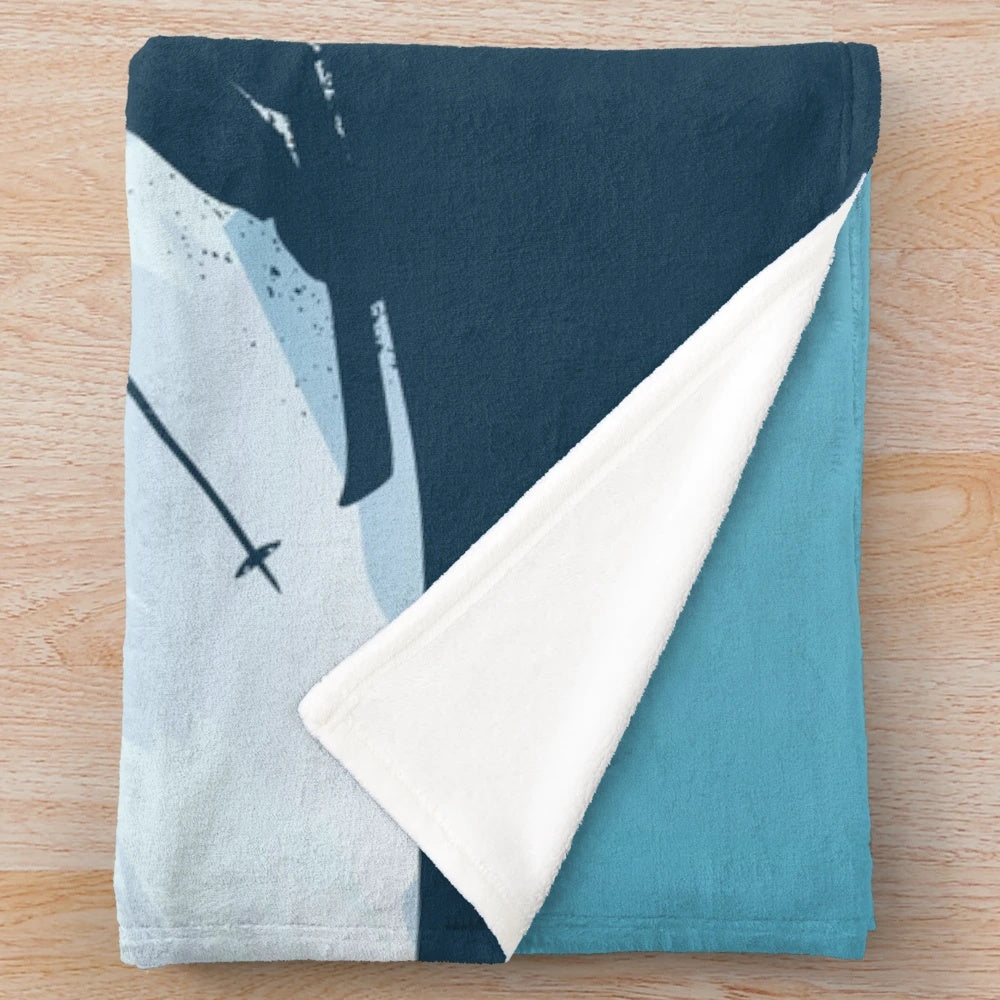 Skiing design plush blanket with abstract pattern and texture