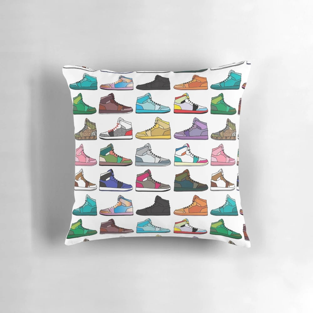 Sneaker pattern decorative throw pillow for sneaker lovers and sneakerheads
