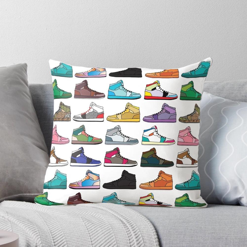 Sneaker pattern decorative throw pillow for sneaker lovers and sneakerheads