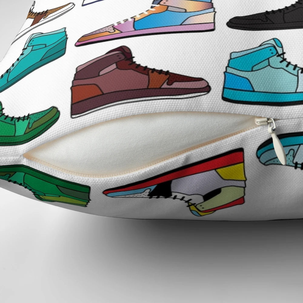 Sneaker pattern decorative throw pillow for sneaker lovers and sneakerheads