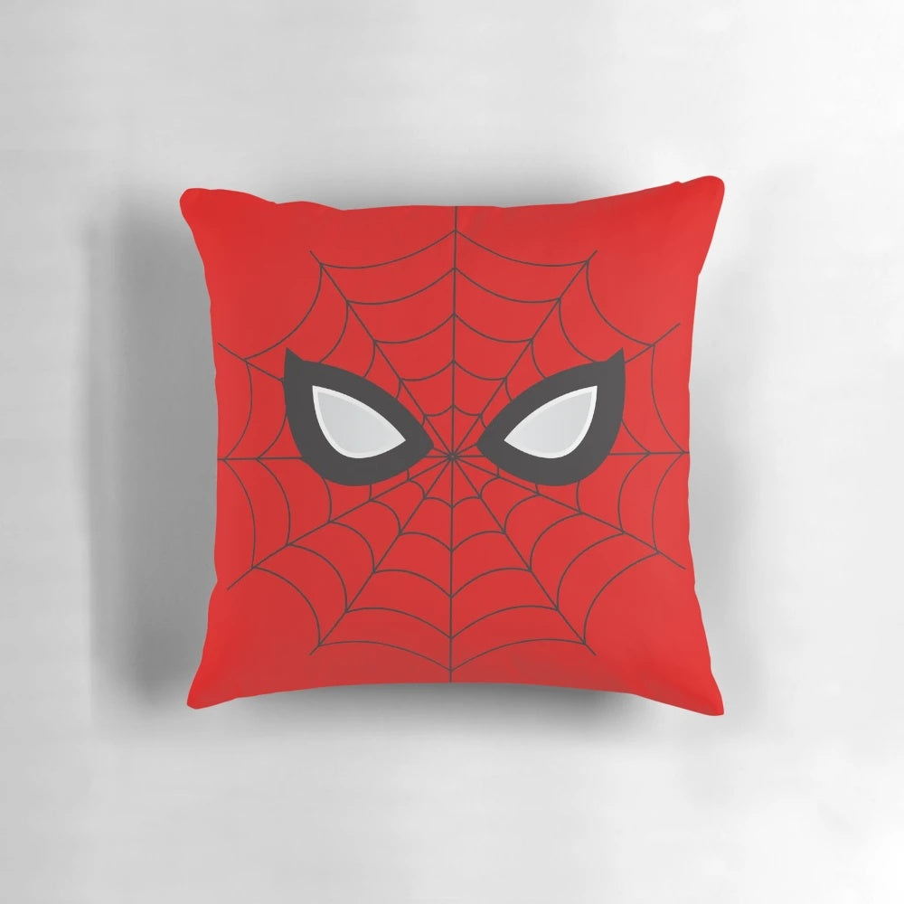 Decorative spider-themed pillow with a modern, stylized design