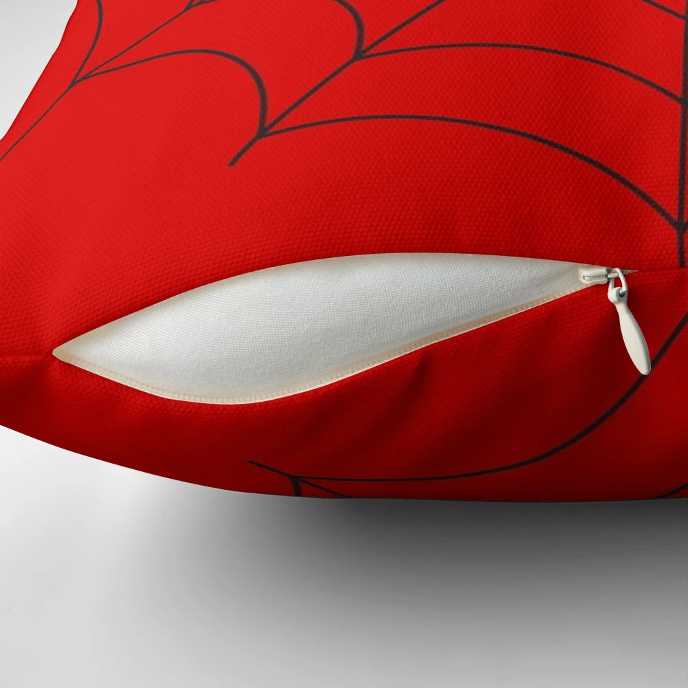 Decorative spider-themed pillow with a modern, stylized design
