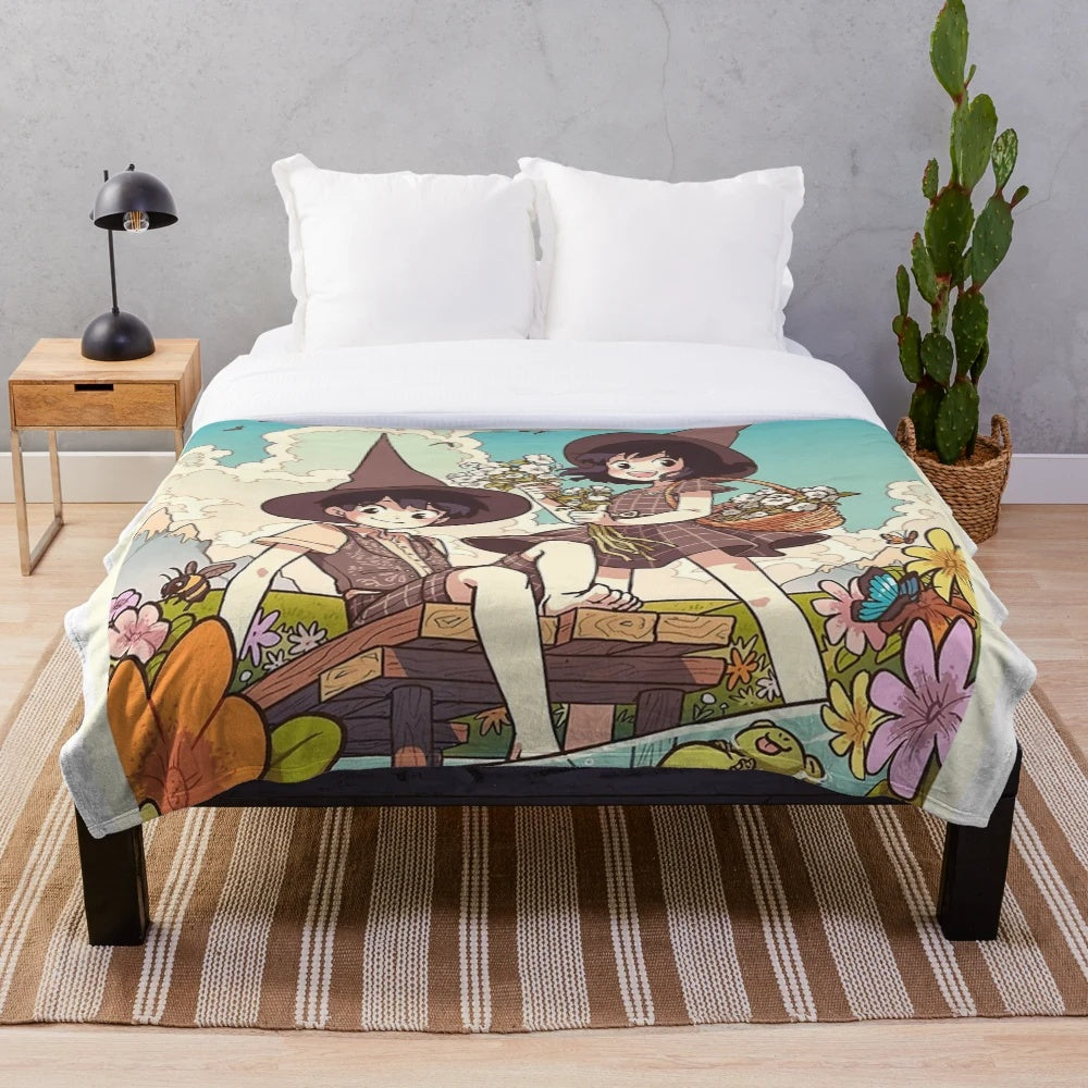 Plush spring-themed blanket featuring the Wytte twins from the popular comic/manga