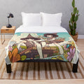 Plush spring-themed blanket featuring the Wytte twins from the popular comic/manga