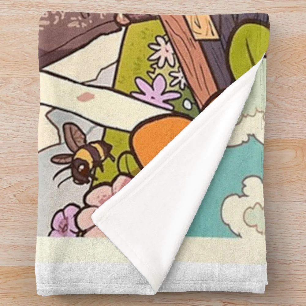 Plush spring-themed blanket featuring the Wytte twins from the popular comic/manga