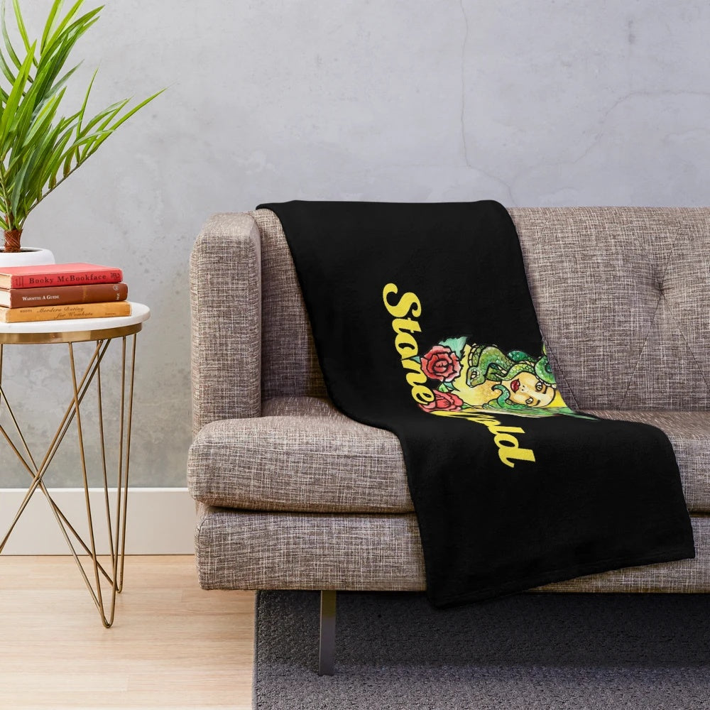 Stone Cold Medusa Plush Blanket with Snakes