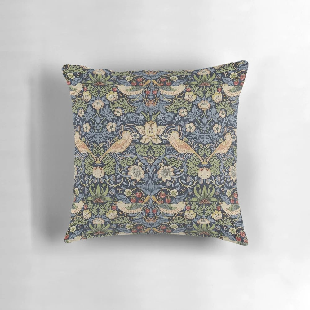 Beautifully designed William Morris inspired strawberry thief pattern pillow