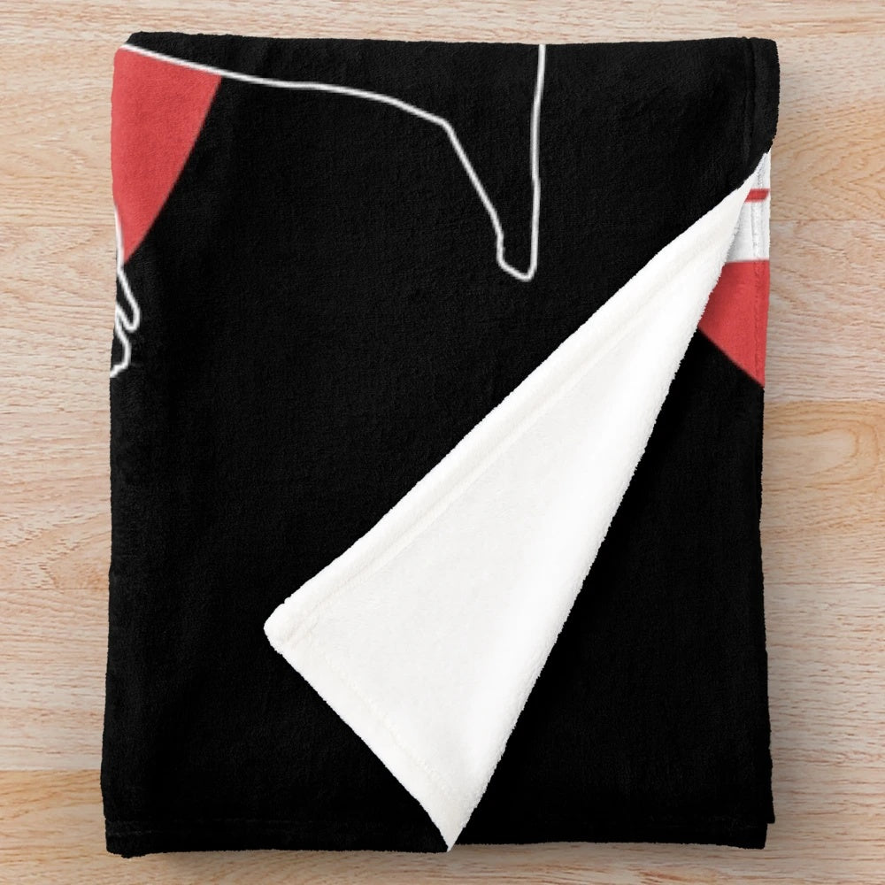 Plush blanket featuring a sumo wrestler design with Japanese art