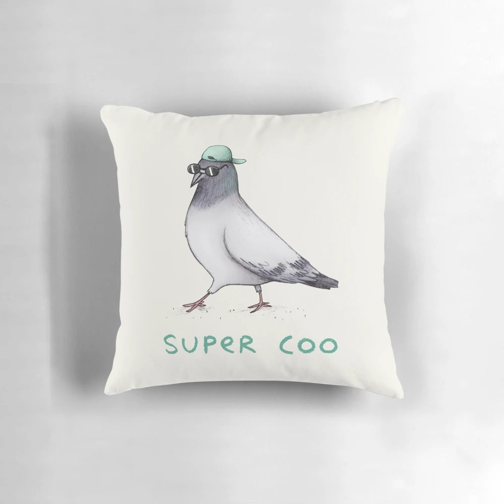 A soft, plush pillow featuring a cute and sassy pigeon design, perfect for adding a touch of whimsy to any space.