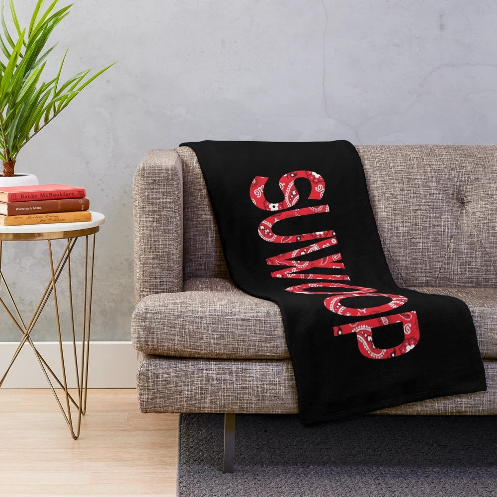 Suwoop bandana pattern plush blanket featuring urban streetwear design