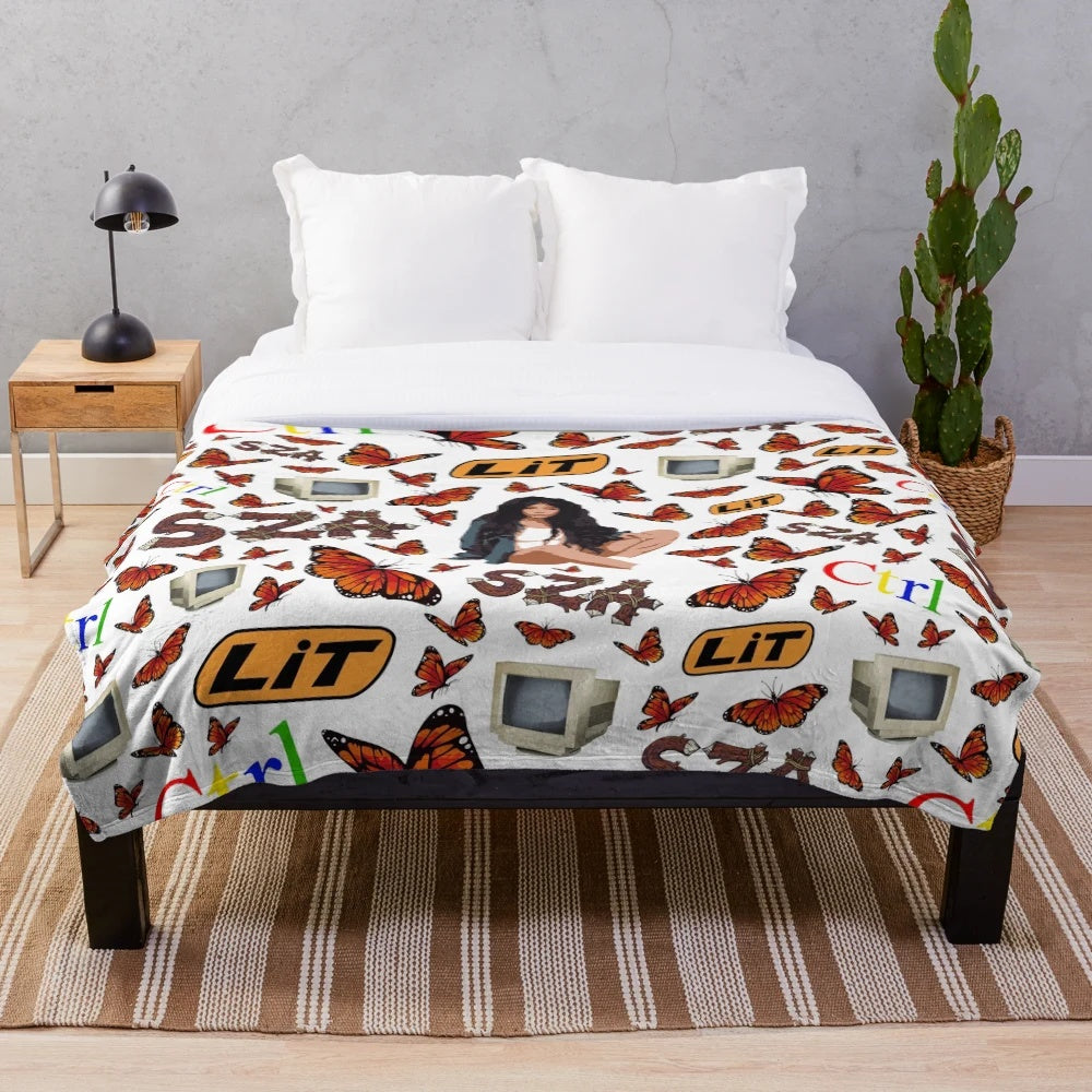 SZA-Inspired All Over Pattern Plush Blanket