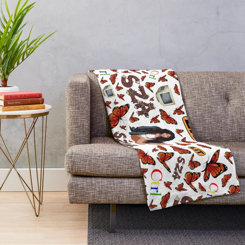 SZA-Inspired All Over Pattern Plush Blanket