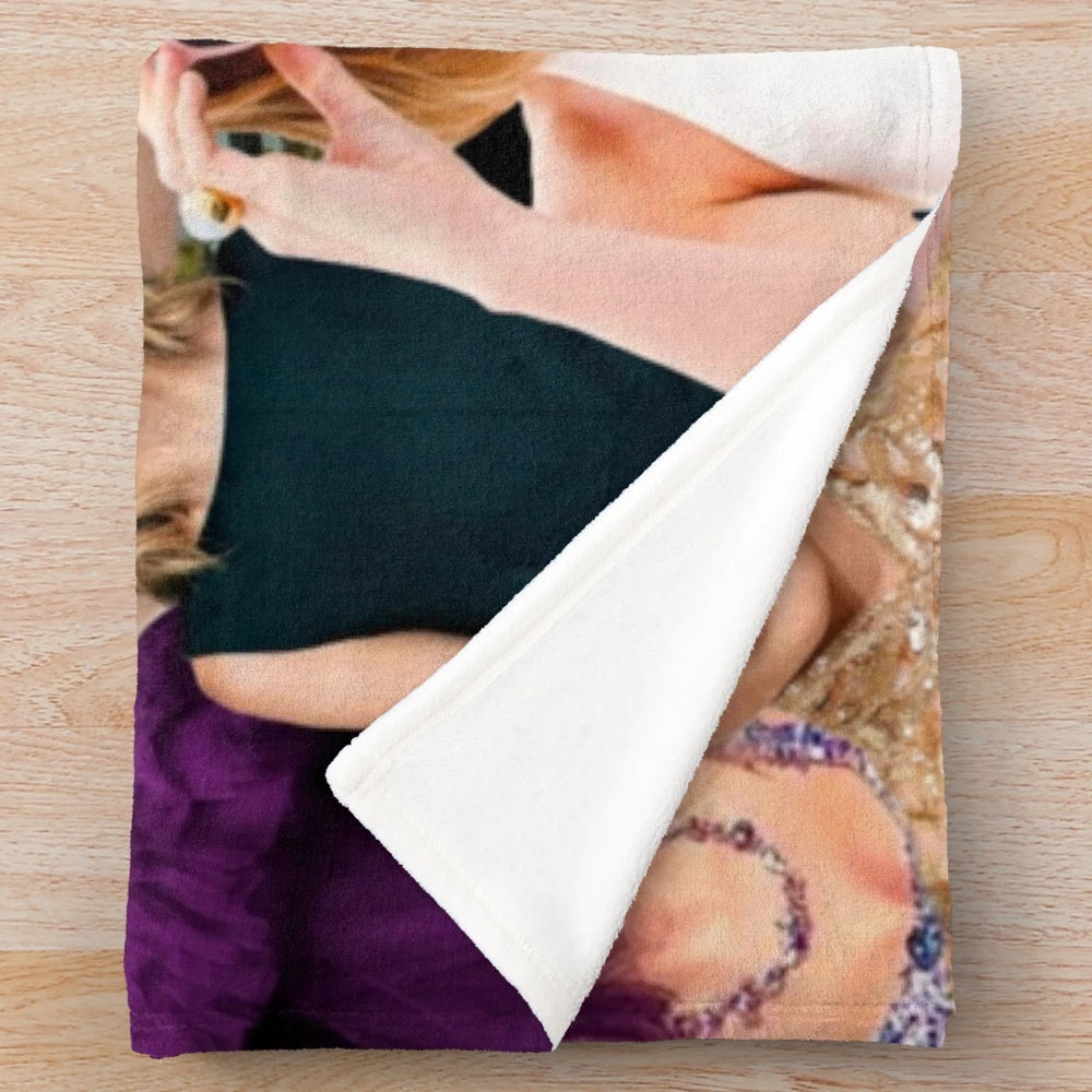Taylor Swift-inspired plush collage blanket throw with pop culture design
