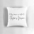 A cozy throw pillow featuring Taylor Swift lyrics and artwork