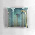 Teal textured arches decorative pillow with a modern, abstract design