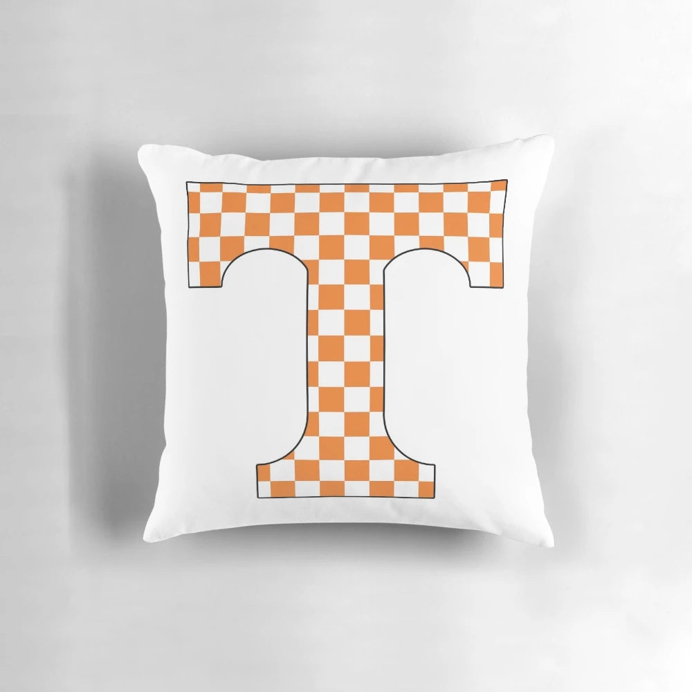 Soft, comfortable pillow featuring a stylish Tennessee-inspired checkerboard design