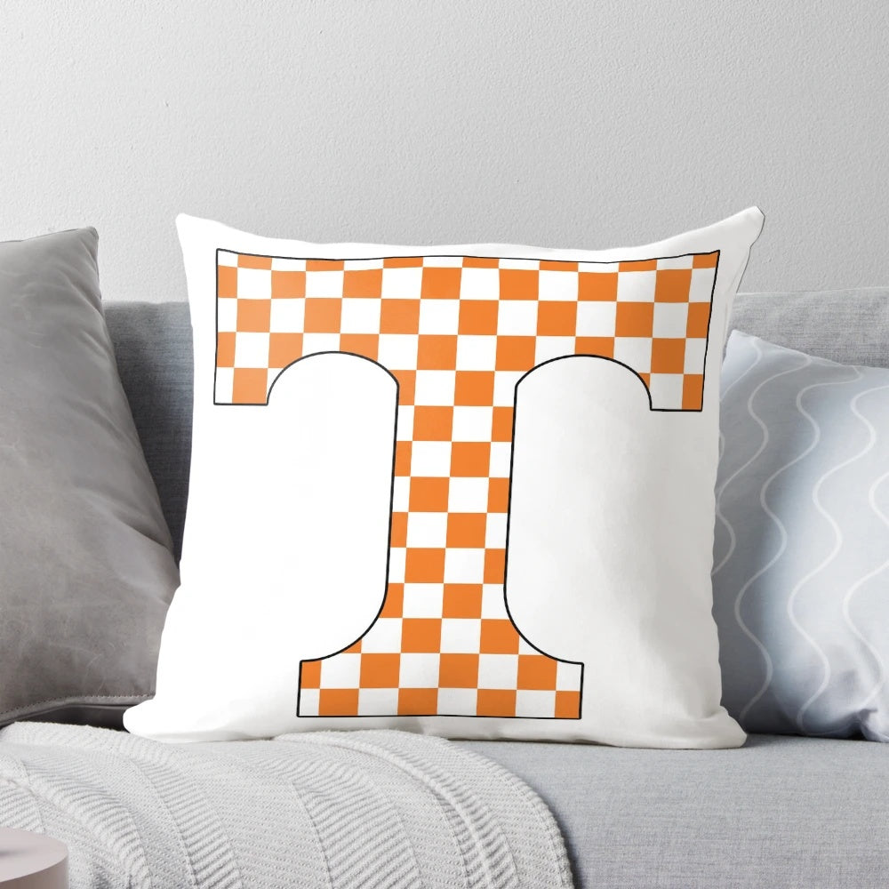 Soft, comfortable pillow featuring a stylish Tennessee-inspired checkerboard design