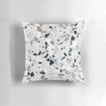 Terrazzo pattern decorative pillow in black, white, grey and bronze colors