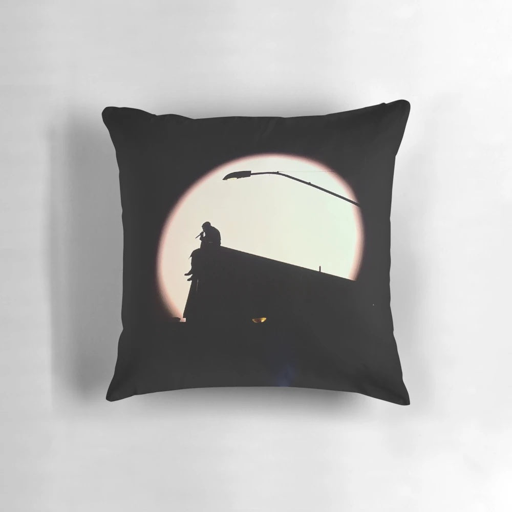 The 1975 Matty Healy Pillow featuring the band's iconic black and white aesthetic