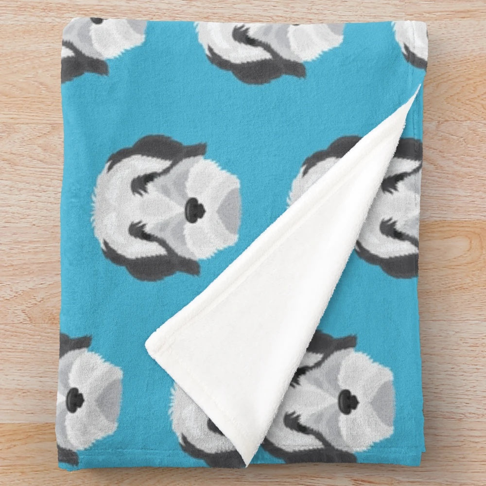 Tibetan Terrier plush blanket with pop art-inspired design