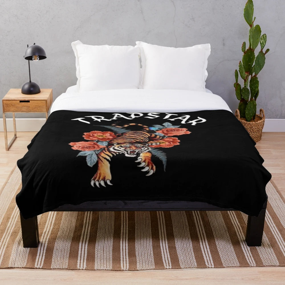Soft and cozy tiger-patterned plush blanket