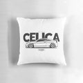 A high-quality graphic pillow featuring a Toyota Celica VII Generation car design with a contemporary vector art style.