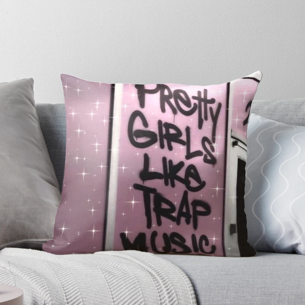 Decorative pillow featuring a trendy trap music design, perfect for music lovers and aesthetic enthusiasts.